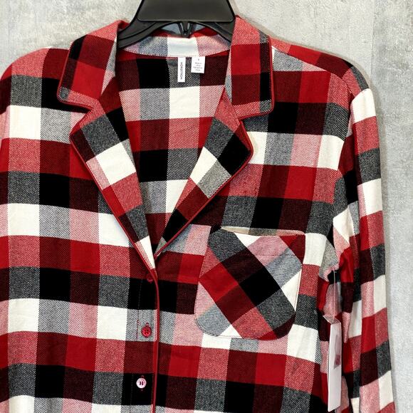 NORDSTROM Women's Red Chili August Check 2-Piece Button-Front Pull-on Pajama Set - Picture 4 of 14